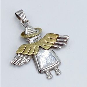Vintage Sterling Silver Angel Pendant